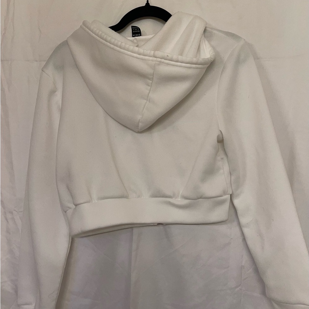 White Cropped Hoodie
